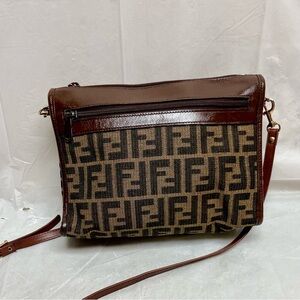 Vintage Fendi Zucca Brown Canvas Shoulder-Crossbody Bag 10in x 7in x 3.5in